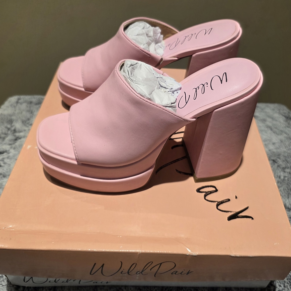 Wild Pair Pink Platform Slide Heels for Women
